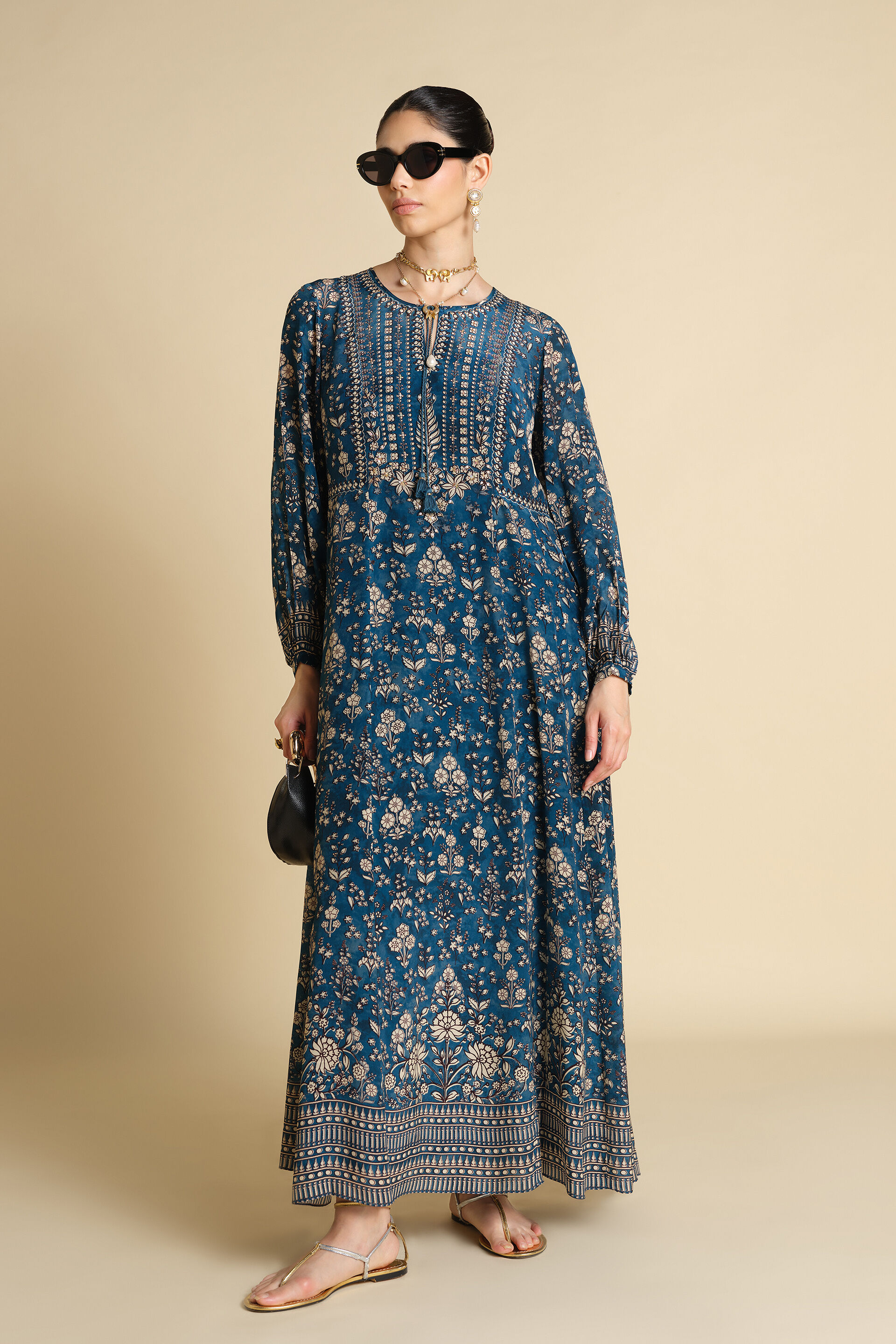 Niral Printed Kaftan - Blue, Blue, image 5